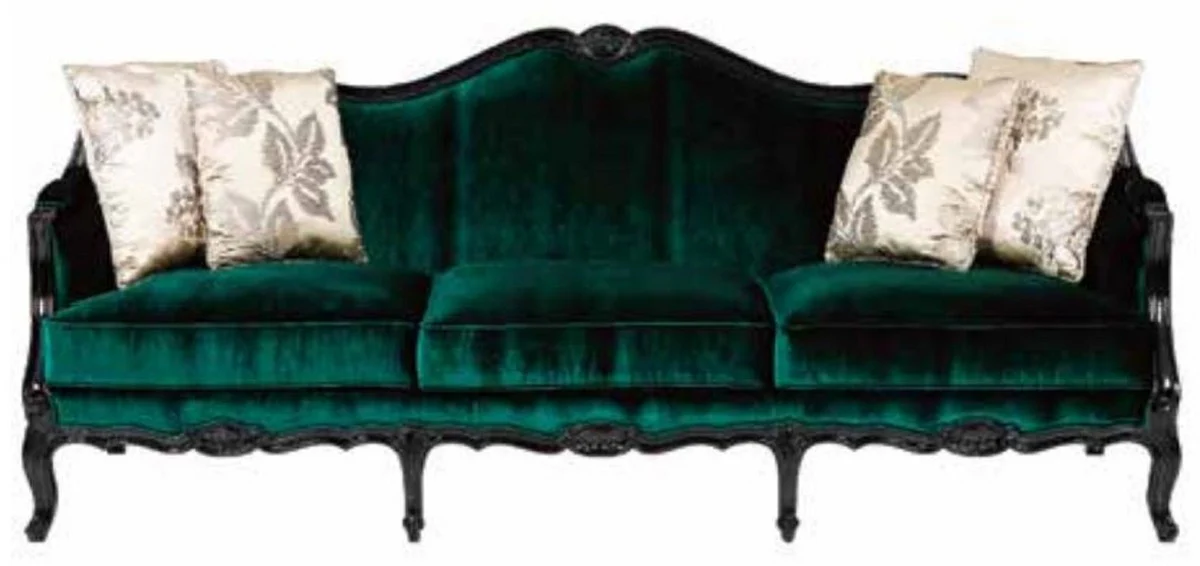 Casa Padrino sof¨¢ barroco de lujo verde / negro - Magn¨ªfico sof¨¢ de sal¨®n - Muebles de sal¨®n estilo barroco - Muebles de lujo estilo barroco - Muebles barrocos