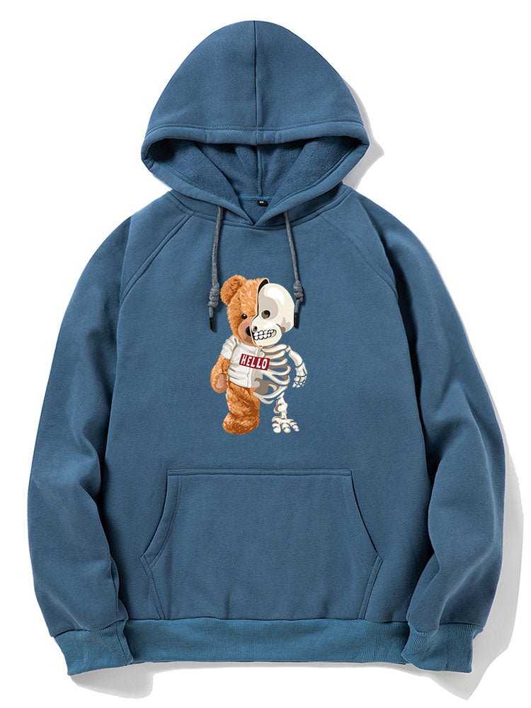 Skeleton Bear Print Hoodie