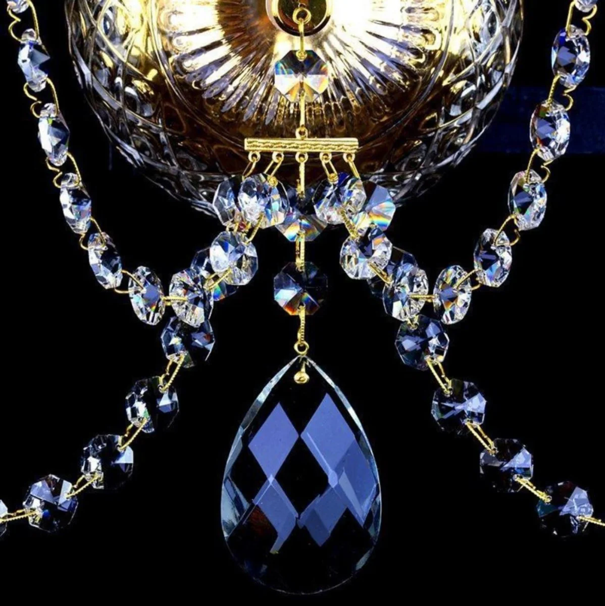 Casa Padrino lámpara de pared de cristal barroco de lujo oro 46 x 26 x A. 49 cm - Magnífica lámpara de pared con cristal de Bohemia - Noble & Magnífica