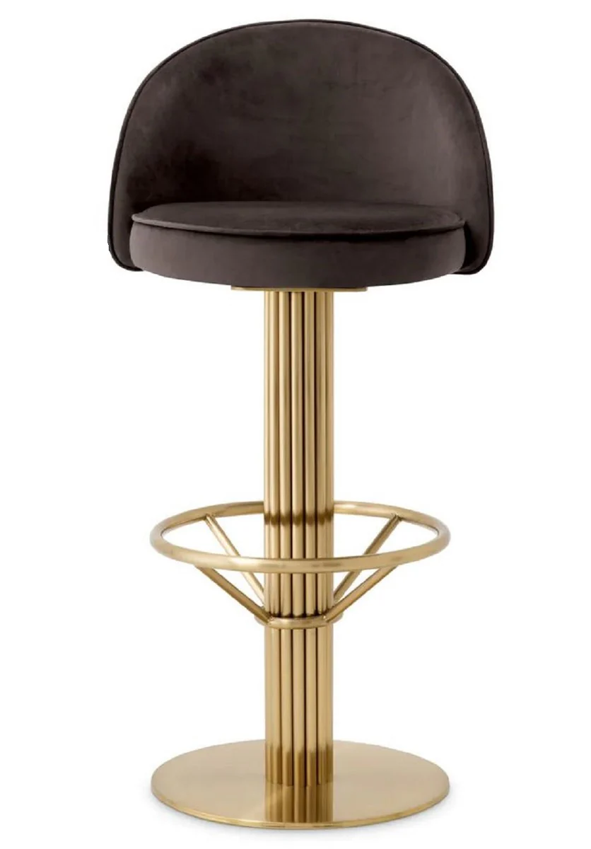 Casa Padrino silla de bar de lujo de terciopelo gris oscuro / lat¨®n A. 103 cm - Muebles de hotel y bar