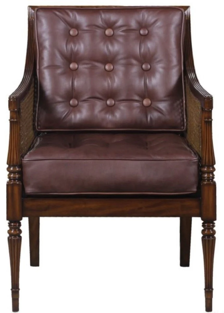 Casa Padrino Sillón de Salón de Estilo Art Nouveau de Lujo Marrón Oscuro / Marrón 68 x 65 x H. 98 cm - Muebles de Hotel