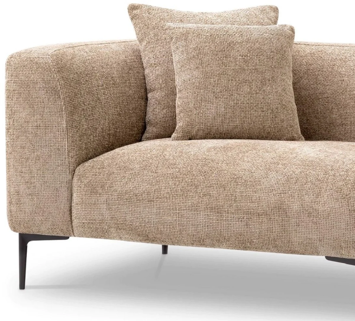 Casa Padrino sof¨¢ de lujo arena / negro 252 x 99 x A. 75 cm - Sof¨¢ de sal¨®n con 4 cojines - Muebles de sal¨®n - Interiores de sal¨®n - Muebles de lujo - Interiores de lujo