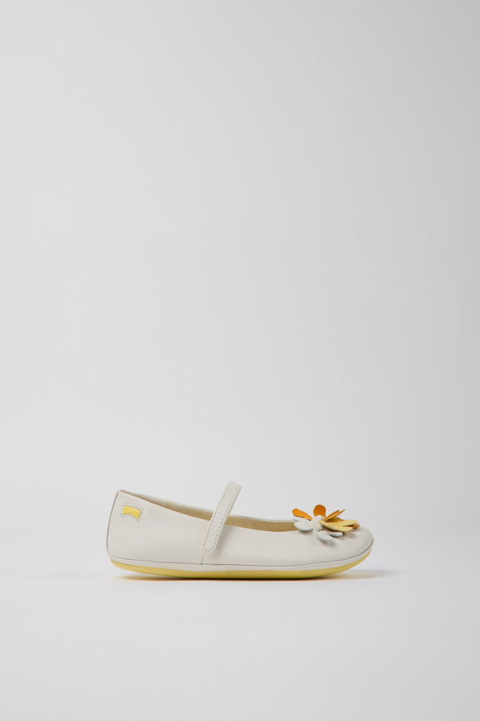 Twins White leather ballerinas for kids