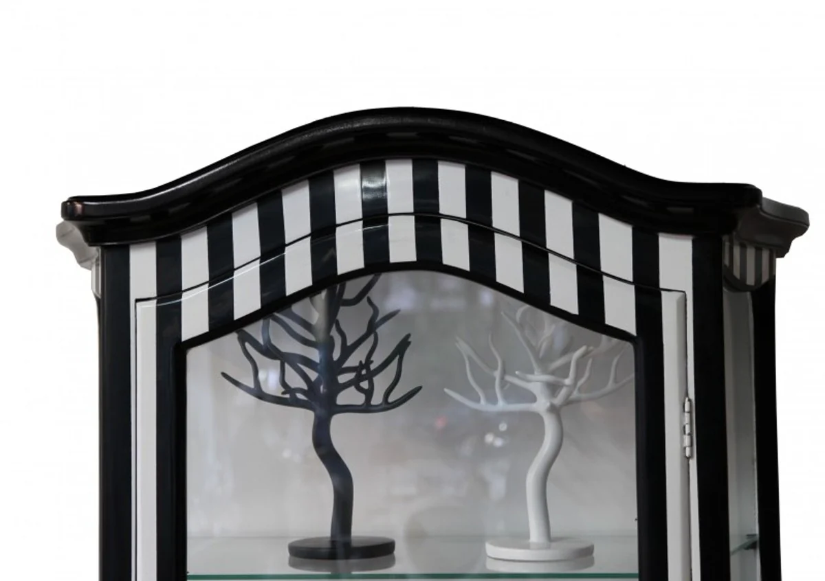 Casa Padrino baroque display case in Black / White stripes - display cabinet - cupboard