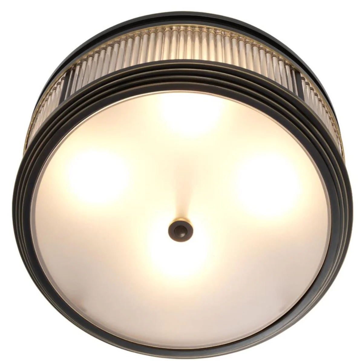 Casa Padrino lámpara de techo de lujo bronce / blanco Ø 40,5 x H. 18,5 cm - Calidad de Lujo