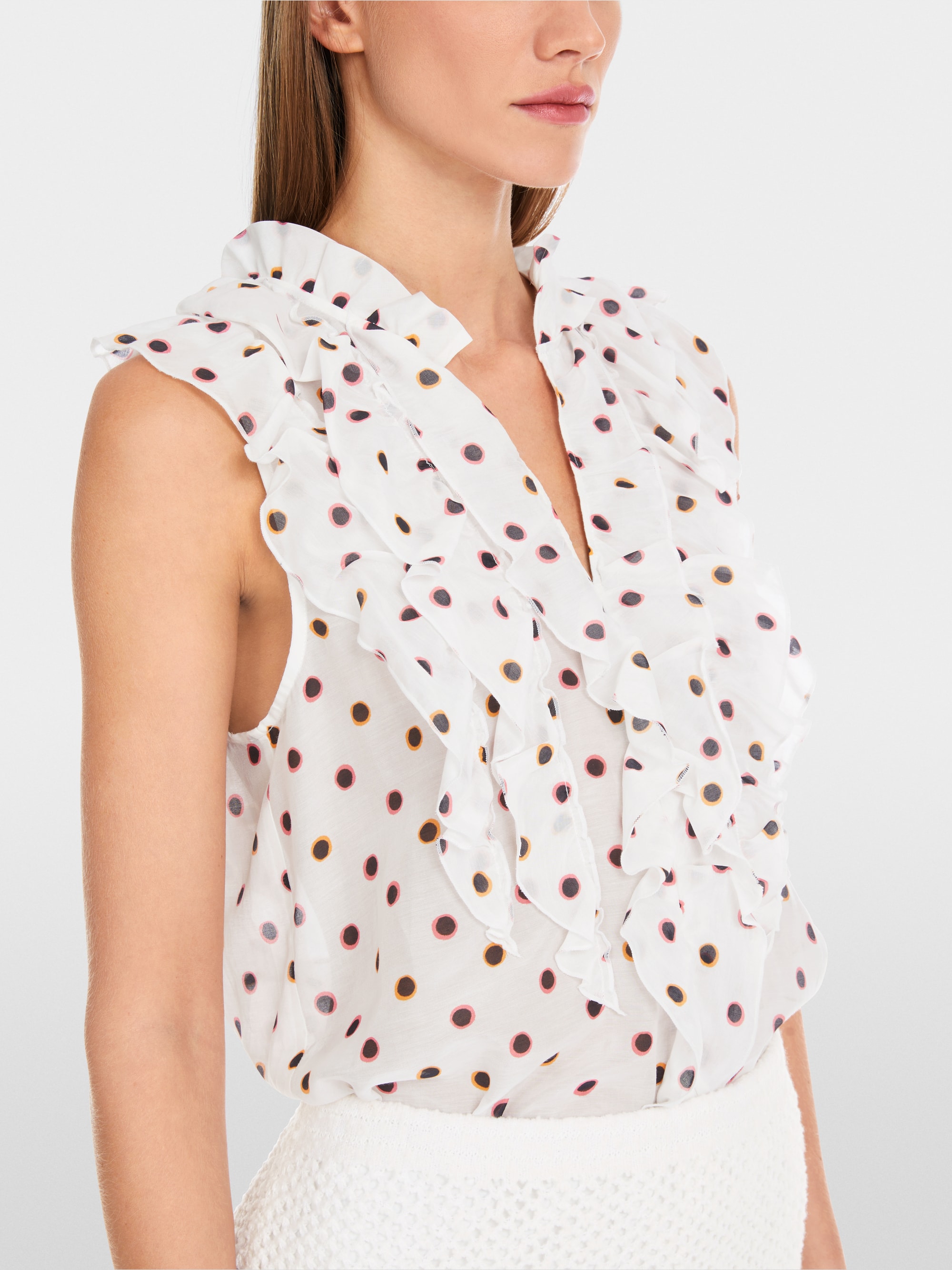 Marc-Cain Ruffled Blouse with Polka Dots