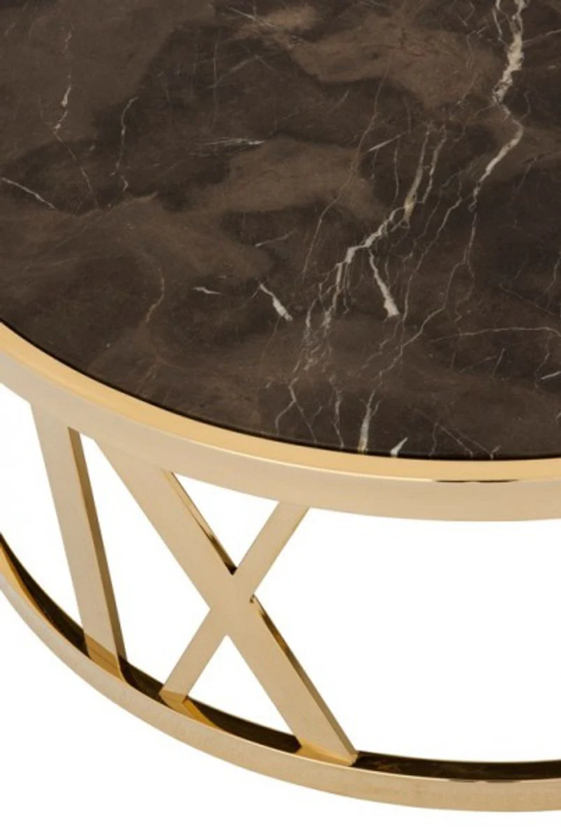 Casa Padrino luxury Art Deco coffee table round gold with marble top - Luxury Collection