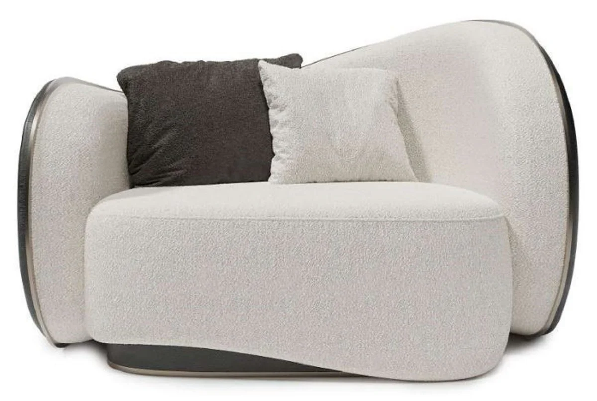 Casa Padrino sill¨®n de lujo blanco / negro / plata 140 x 105 x A. 78 cm - Sill¨®n de sal¨®n - Sill¨®n de hotel - Muebles de sal¨®n - Muebles de hotel - Muebles de lujo