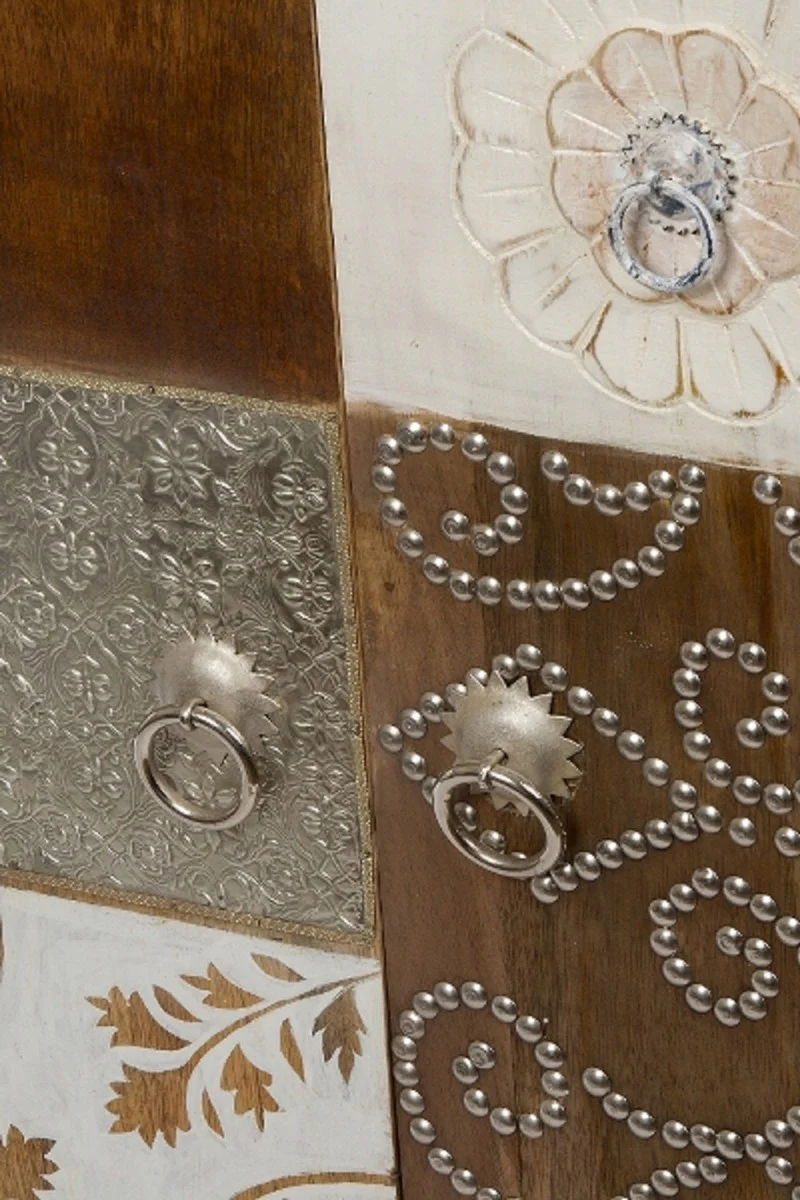 Casa Padrino c¨®moda de estilo campestre con 2 puertas blanco / multicolor 100 x 40 x H. 90 cm - Muebles Shabby Chic