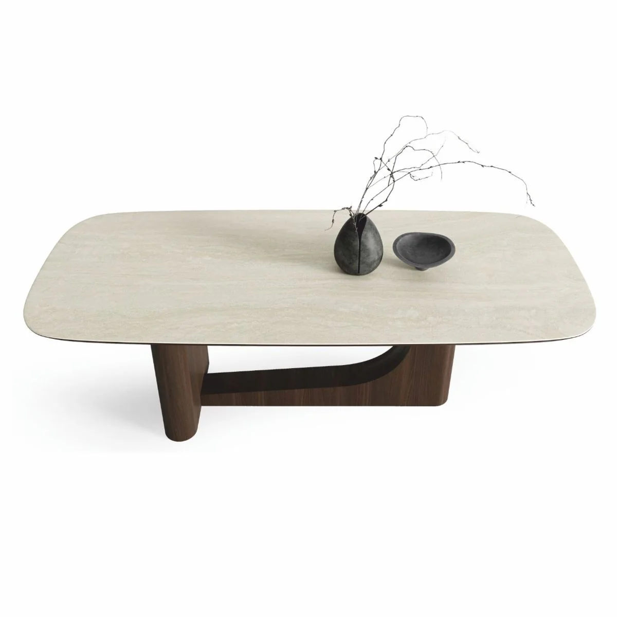 Casa Padrino mesa de comedor de lujo con tablero de cer¨¢mica blanco / marr¨®n oscuro 230 cm