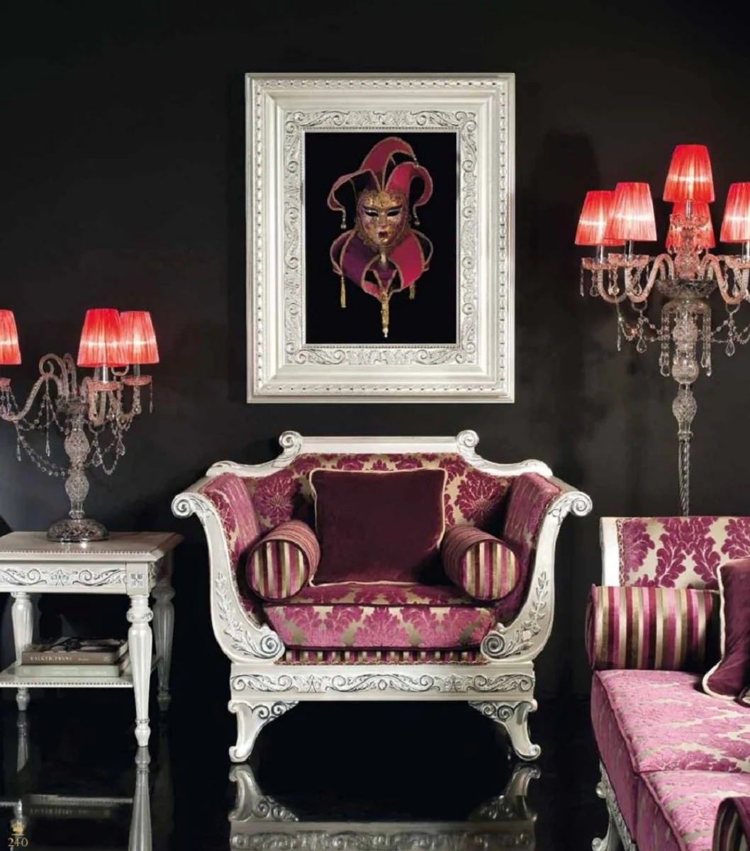 Casa Padrino lámpara de mesa de cristal barroco de lujo plata / rojo Ø 55 x A. 60 cm - Magnífica lámpara de escritorio estilo barroco con cristal veneciano y cristal de Swarovski - Hecho en Italia