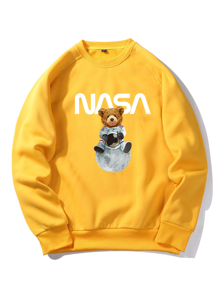 Nasa Bear Print Raglan Sleeves Sweatshirt