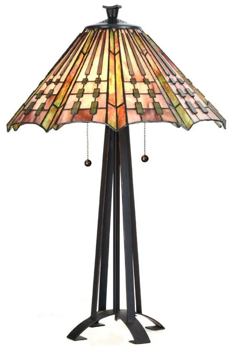 Casa Padrino lámpara de mesa Tiffany de lujo multicolor Ø 50 x A. 76 cm - Lámpara de escritorio Tiffany - Lámpara de decoración de sala de estar - Luces Tiffany de lujo