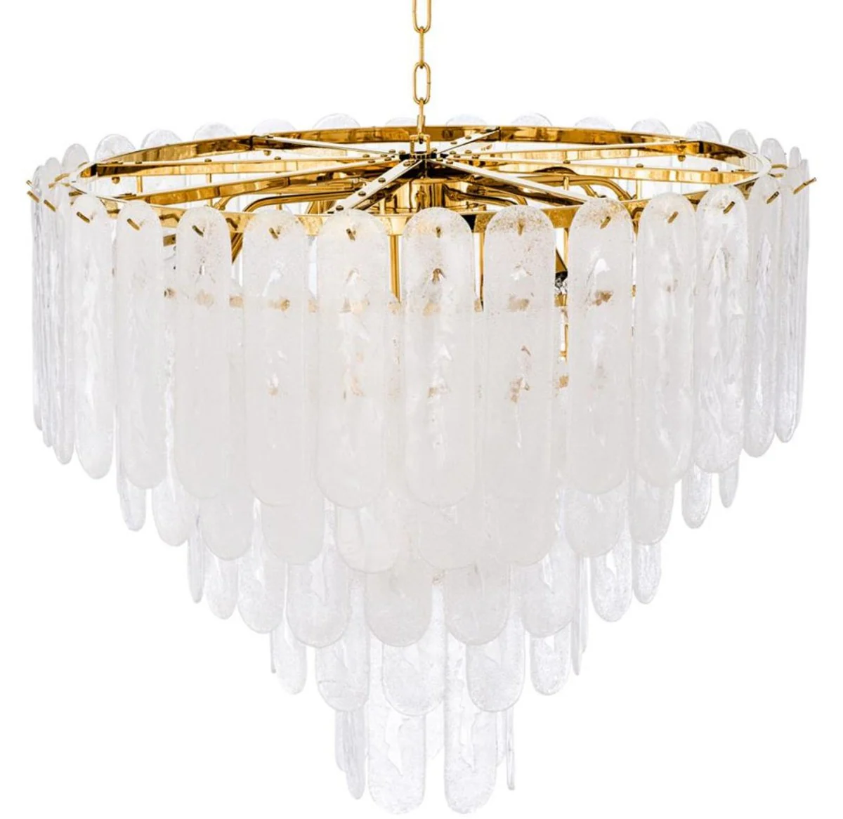 Casa Padrino Lámpara de Araña de Lujo Oro Ø 85 x H. 73 cm - Lámpara de Araña de Hotel y Restaurante con Vidrio Esmerilado