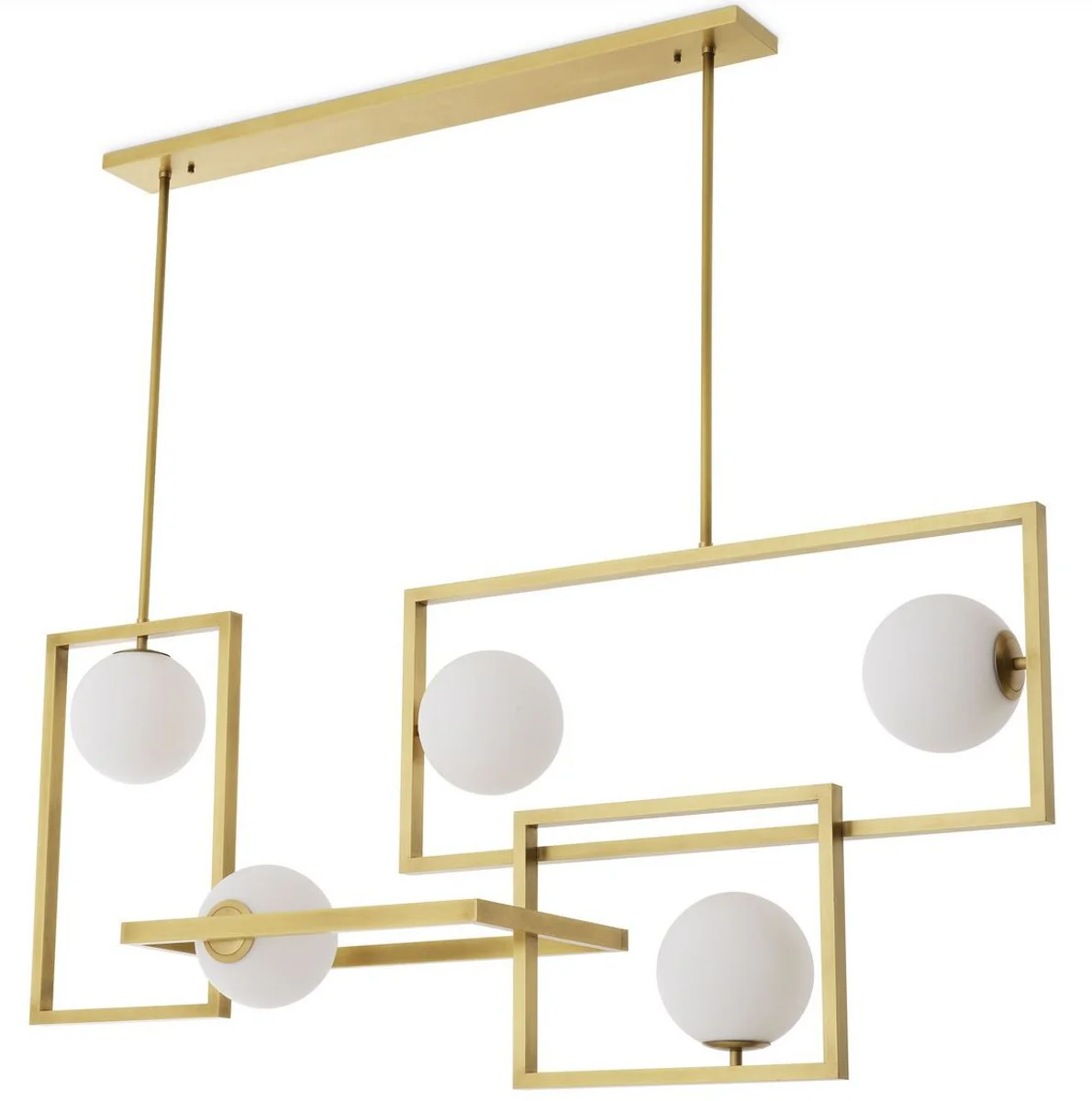 Casa Padrino lámpara de araña Art Deco de lujo latón antiguo / blanco Ø 160 x 38 x A. 70,5 cm - Lámpara de araña de salón - Lámpara de araña de hotel - Calidad de Lujo