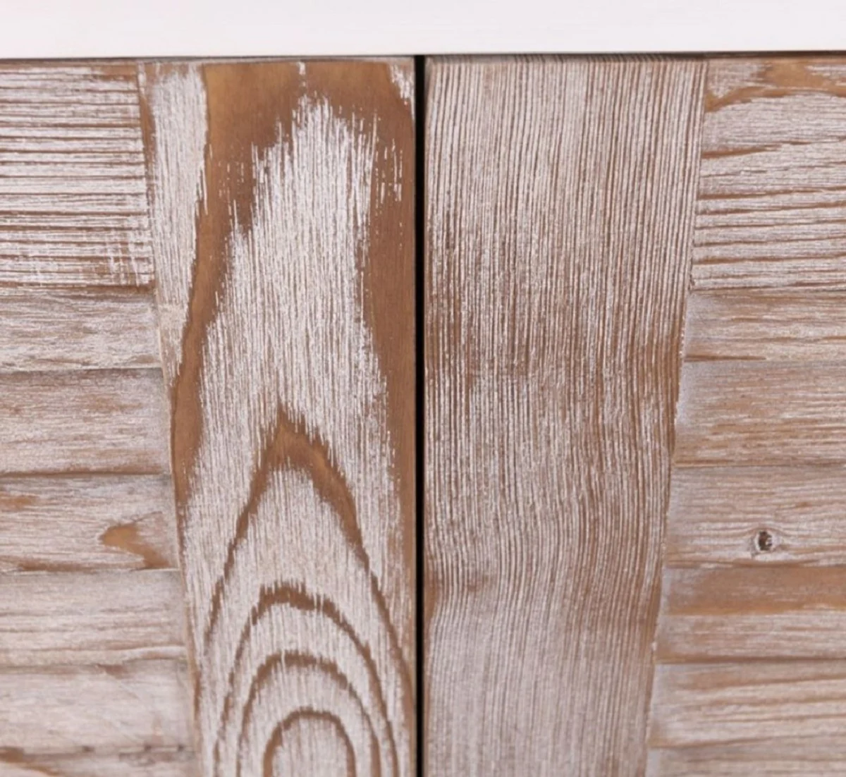 Casa Padrino aparador de estilo campestre blanco / natural 209 x 37 x A. 90 cm - Armario de madera maciza con 4 puertas - Muebles de madera maciza - Muebles de comedor - Muebles estilo campestre