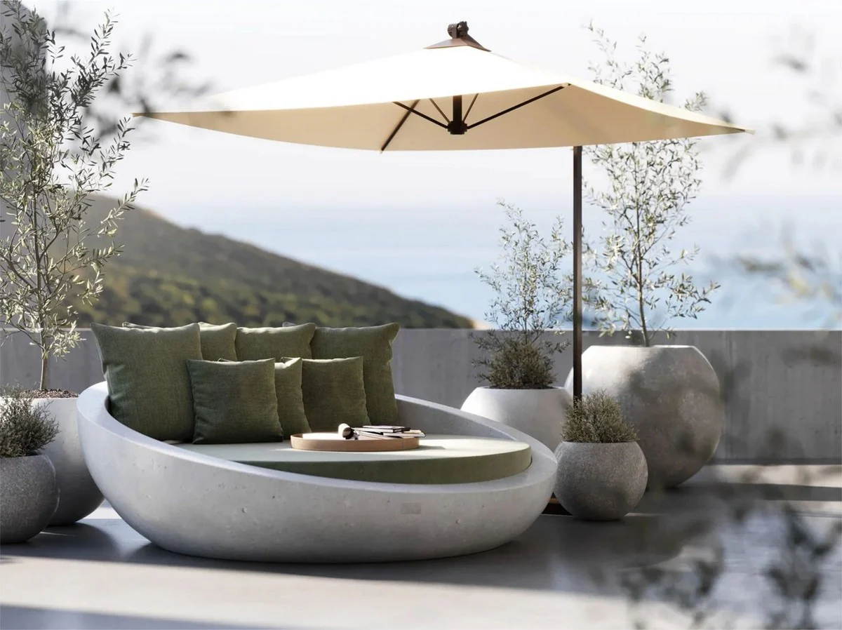 Casa Padrino Isla tumbona de hormig¨®n de lujo verde / blanco ? 180 cm - Muebles de jard¨ªn y hotel