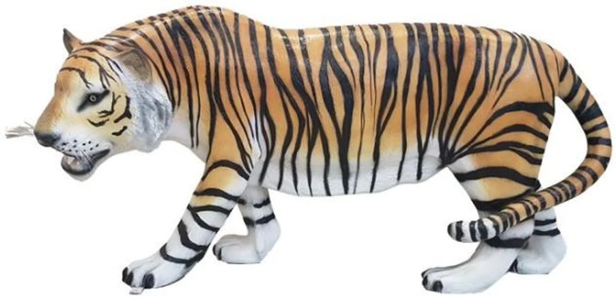 Casa Padrino figura decorativa tigre naranja / blanco / negro 175 x A. 86 cm - Escultura decorativa de tamaño natural resistente a la intemperie - Accesorios de decoración de jardín