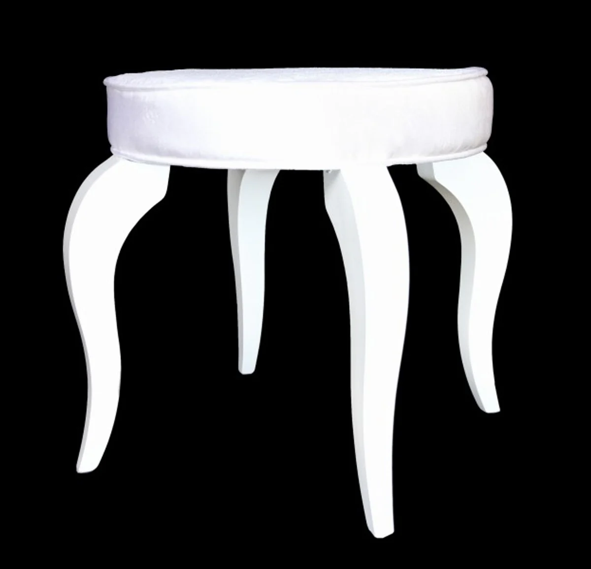 Casa Padrino barroco Foot Stool Blanco / Blanco - taburete redondo dise?ador - calidad de lujo