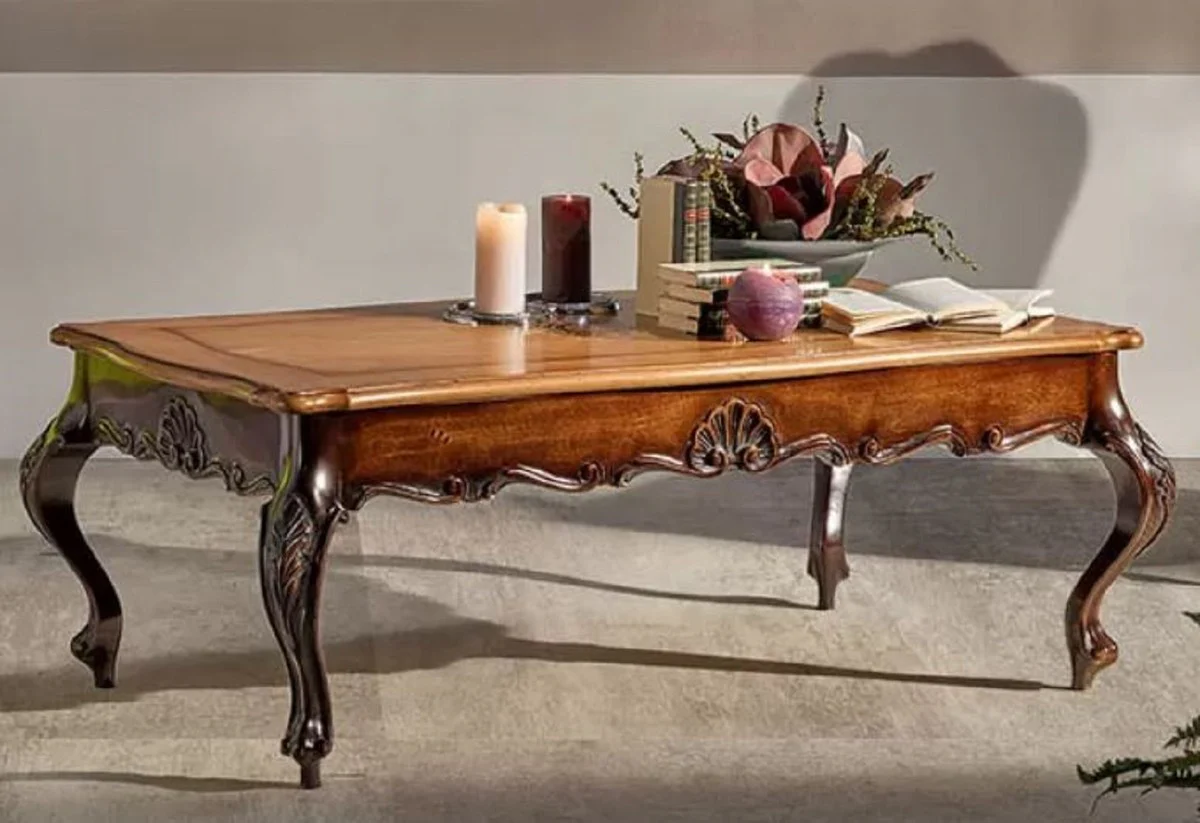 Casa Padrino mesa de centro barroco de lujo marr¨®n - Mesa de sal¨®n rectangular de madera maciza de estilo barroco - Muebles de Sal¨®n y Hotel Barrocos - Calidad de lujo - Hecho en Italia