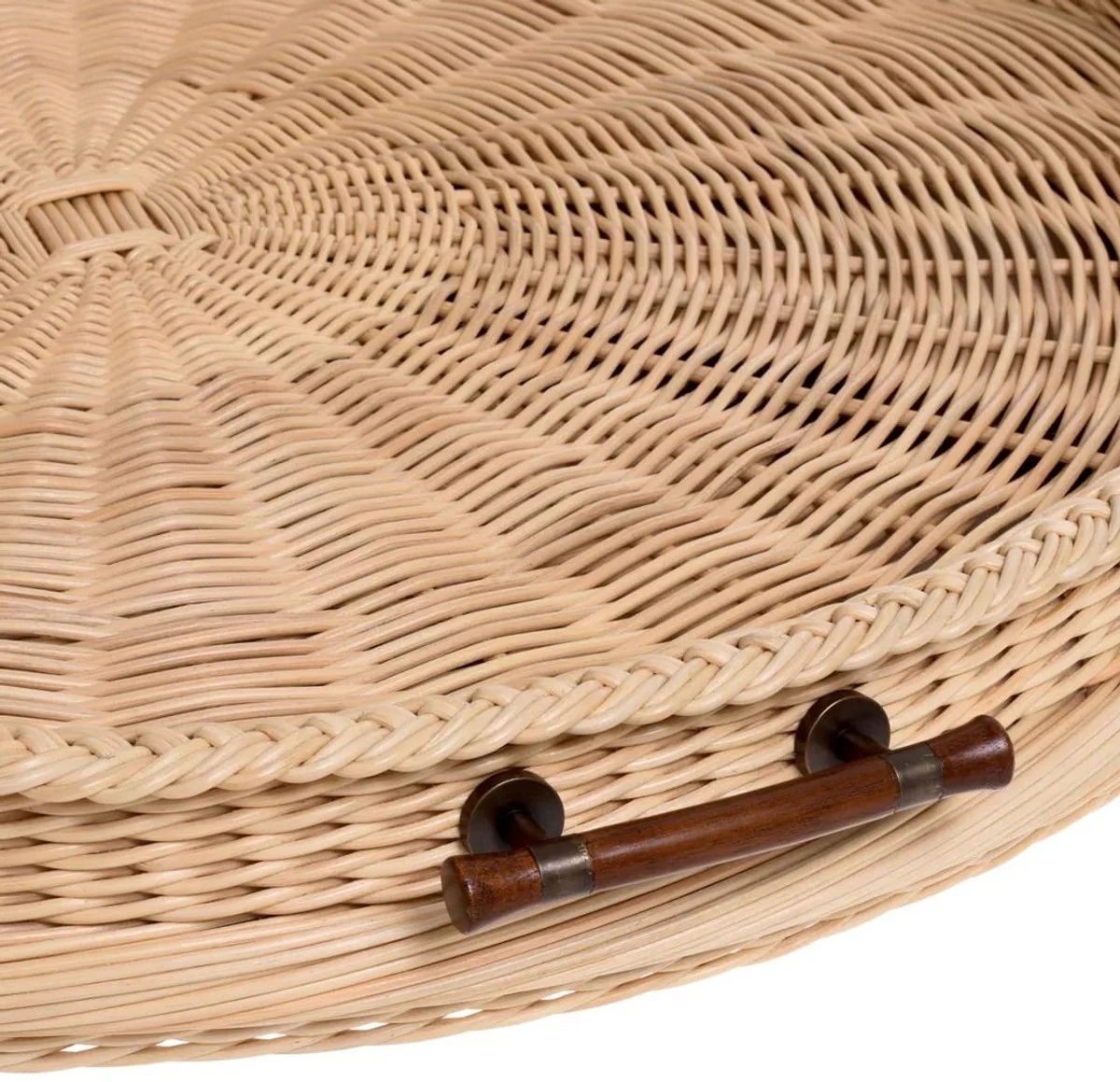 Casa Padrino bandeja de servir de lujo natural / marr¨®n ? 83 x A. 9 cm - Bandeja redonda de rat¨¢n con 2 asas - Accesorios Gastronom¨ªa y Restauraci¨®n - Accesorios de Lujo