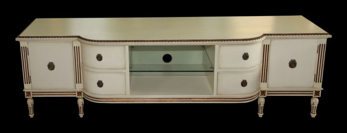 Casa Padrino baroque TV cabinet with 4 drawers and 2 doors antique cream / gold 190 cm - TV cabinet - sideboard - unique!