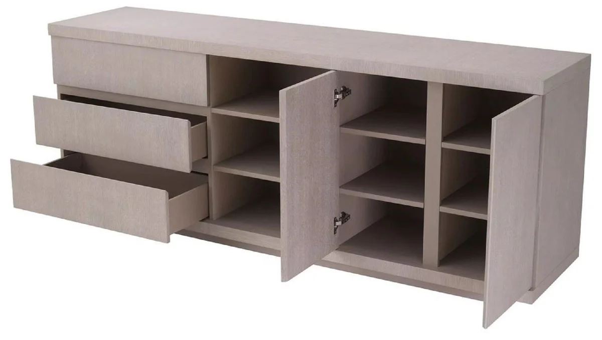 Casa Padrino Aparador de Lujo Gris 220 x 52,5 x A. 85,5 cm - Mueble de Madera Maciza con 3 Cajones y 2 Puertas - Muebles de Sal¨®n y Hotel - Calidad de Lujo