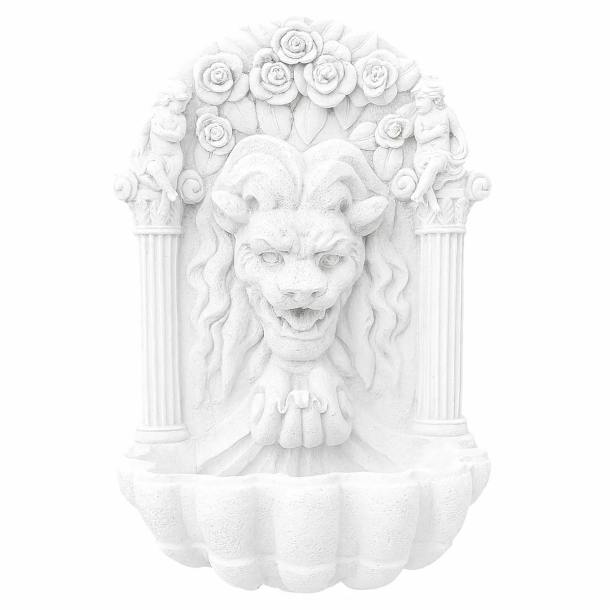 Casa Padrino fuente de pared barroco le¨®n blanco Al. 97 cm - Fuente decorativa para jard¨ªn
