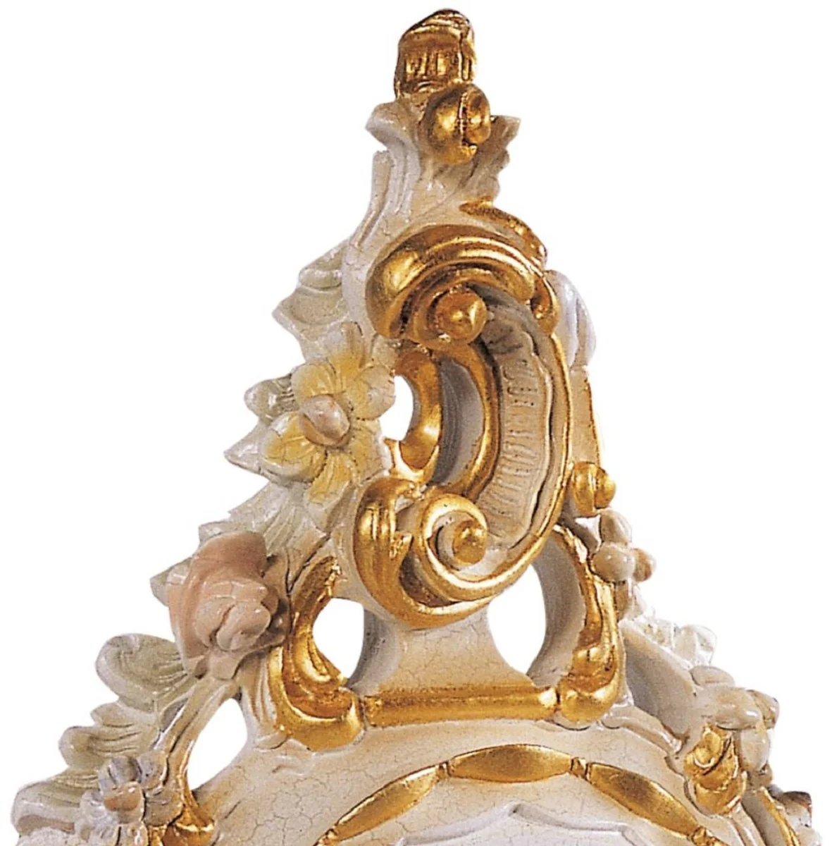 Casa Padrino reloj de mesa barroco de lujo blanco / crema / multicolor / oro - Magnífico reloj de estilo barroco - Reloj de sobremesa barroco tallado a mano - Calidad de lujo - Hecho en Italia