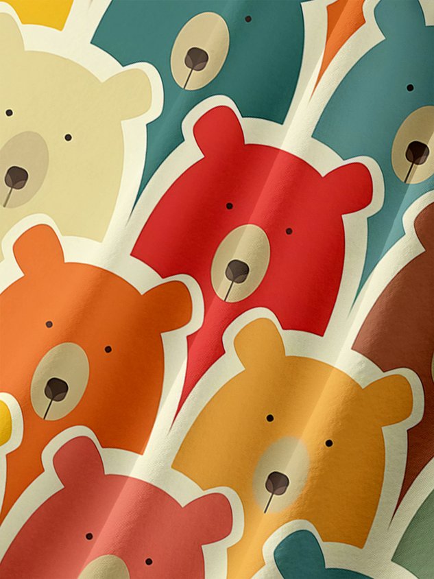 Little Bear Chest Pocket Short Sleeve Casual Shirt