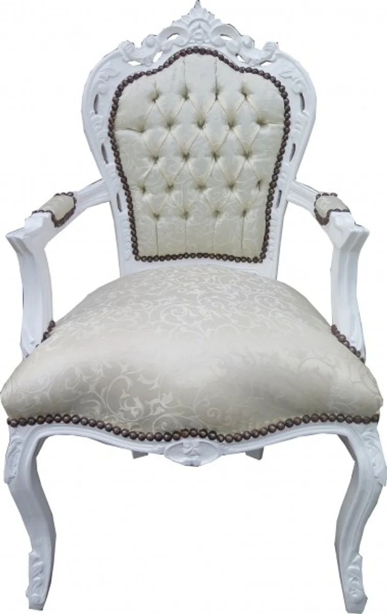 Casa Padrino barroco vajilla 4 sillas + 2 sillas con apoyabrazos - Muebles de estilo antiguo Casa Padrino Baroque Dinner Set Chair Set White Pattern / White - 4 chairs without armrests 2 chairs with armrests - furniture antique style