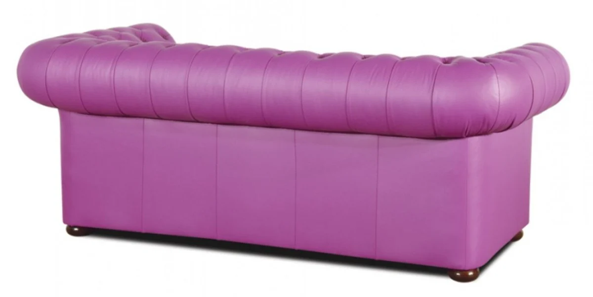 Casa Padrino sof¨¢ 3 plazas de cuero genuino violeta 200 x 90 x H. 78 cm - Muebles Chesterfield de Lujo