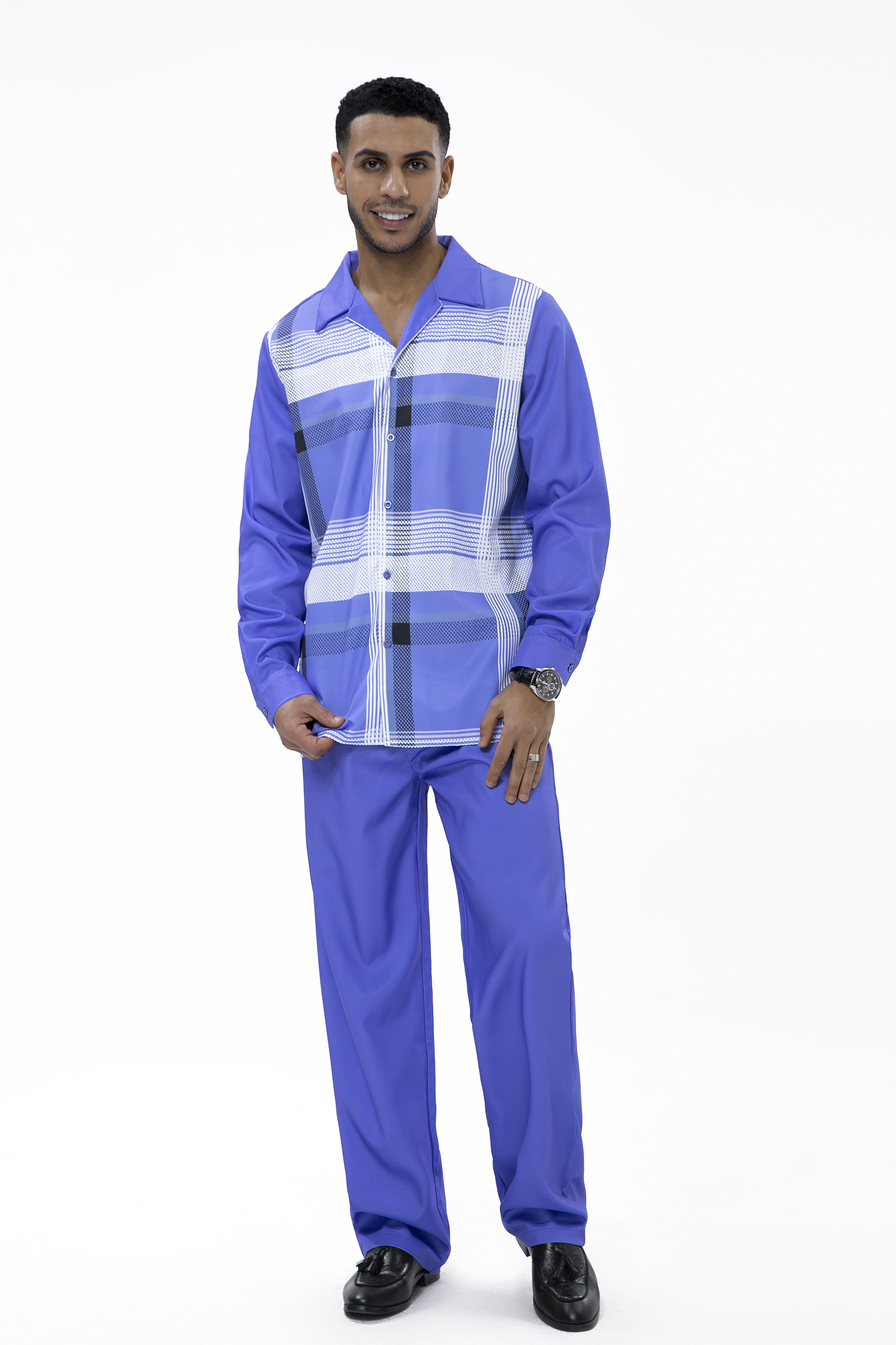 Suitmens Purple Long Sleeve Trouser Line Two-Piece Walking Suit