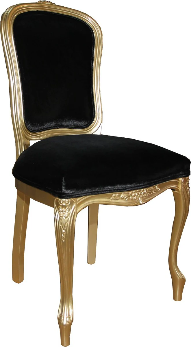 Silla de comedor barroca de lujo Casa Padrino Gold / Black Mod2 - Luxury Quality - Hotel Furniture