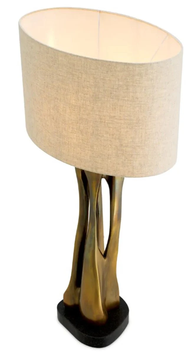 Casa Padrino l¨¢mpara de mesa de lujo con apariencia de lat¨®n vintage / base de granito negro L. 22 cm x A. 89,5 cm