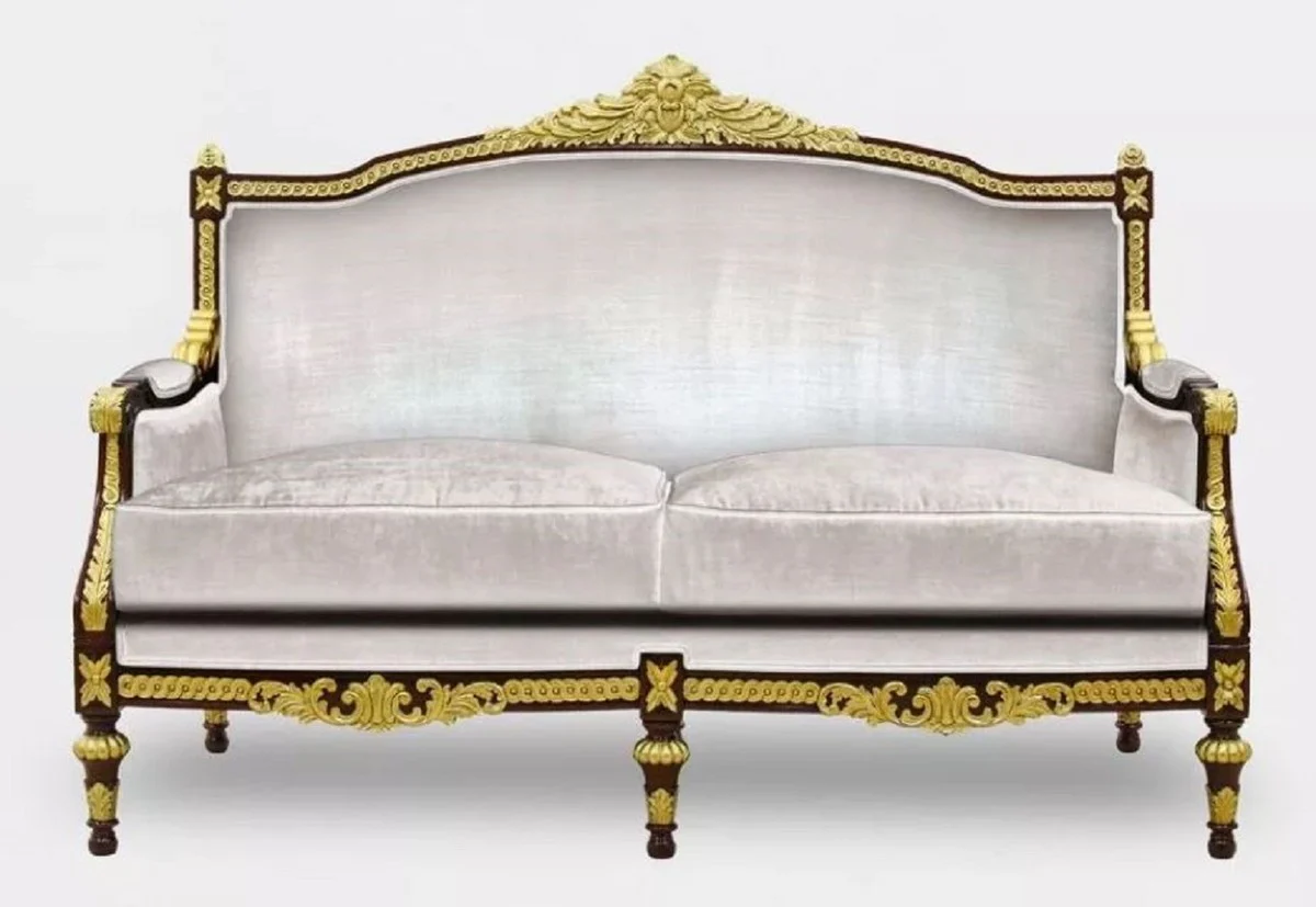 Casa Padrino sof¨¢ de sal¨®n de 2 plazas barroco de lujo gris / marr¨®n oscuro / oro - Sof¨¢ de estilo barroco hecho a mano - Muebles de sal¨®n de lujo en estilo barroco - Muebles barrocos