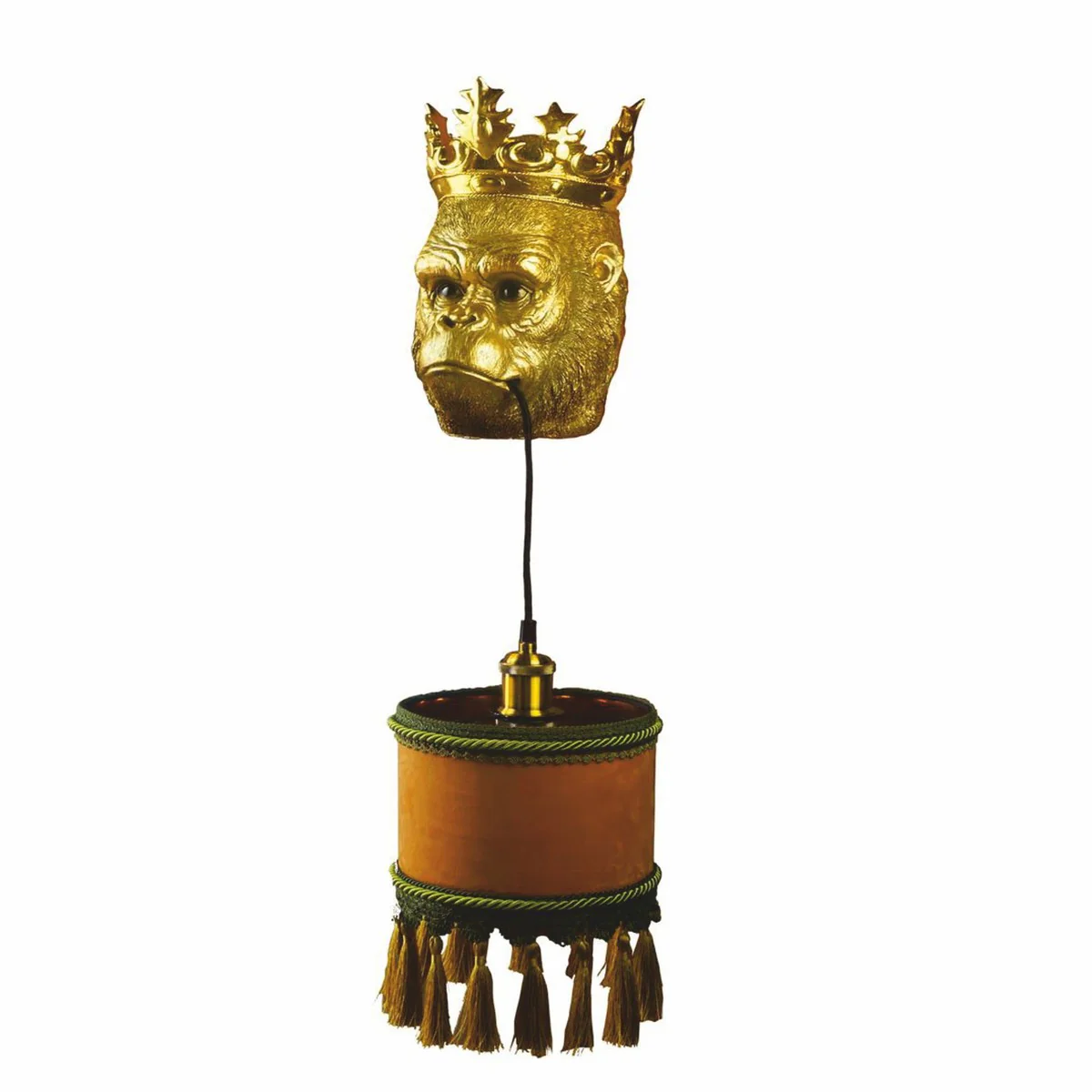 Casa Padrino l¨¢mpara de pared de lujo cabeza de mono con corona oro / marr¨®n / verde A. 54 cm
