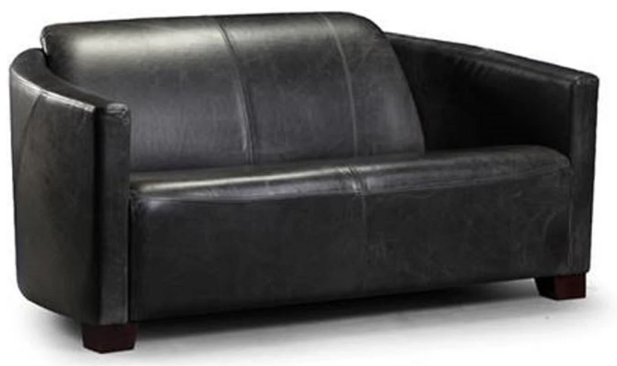 Casa Padrino sof¨¢ de 3 plazas de cuero de lujo negro vintage / marr¨®n oscuro 182 x 83 x A. 70 cm - Sof¨¢ de cuero aut¨¦ntico - Muebles de Sal¨®n - Colecci¨®n de Lujo