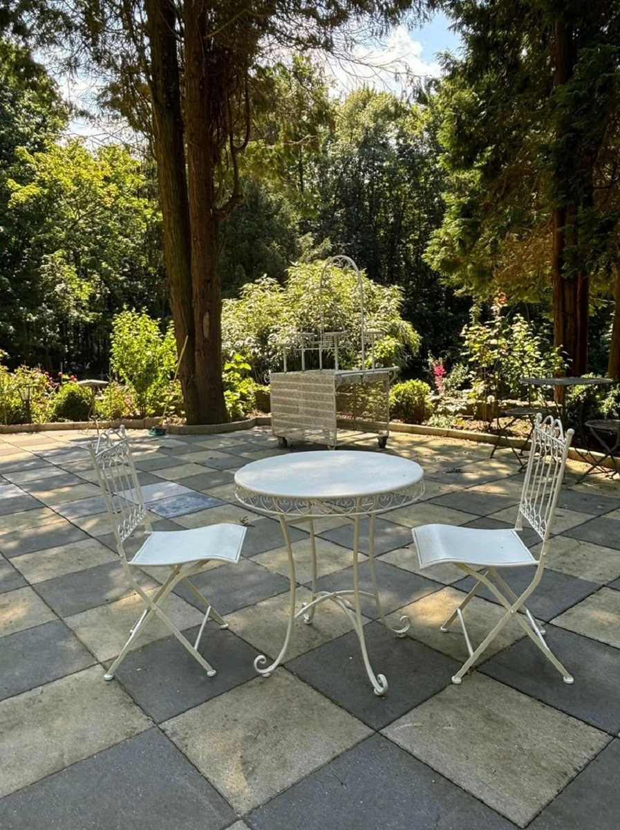 Casa Padrino conjunto de muebles de jard¨ªn Art Nouveau de metal blanco - Muebles de Jard¨ªn Barrocos y Art Nouveau