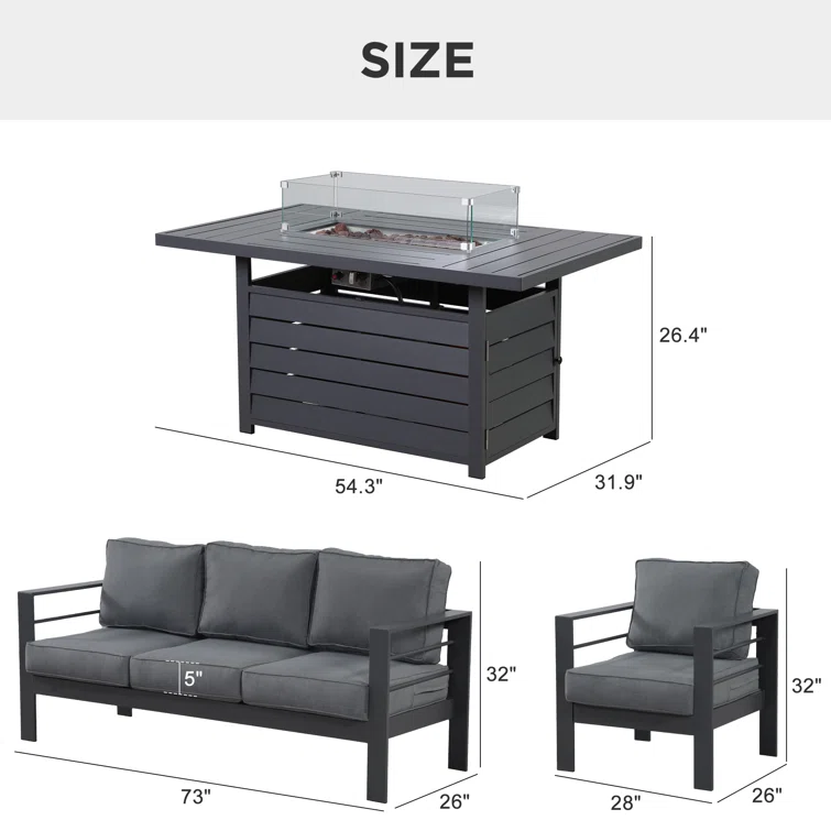 💥Clearance Sale🔥Brandtley 7 Piece Sofa Seating Group with Cushions and Fire Pit Table