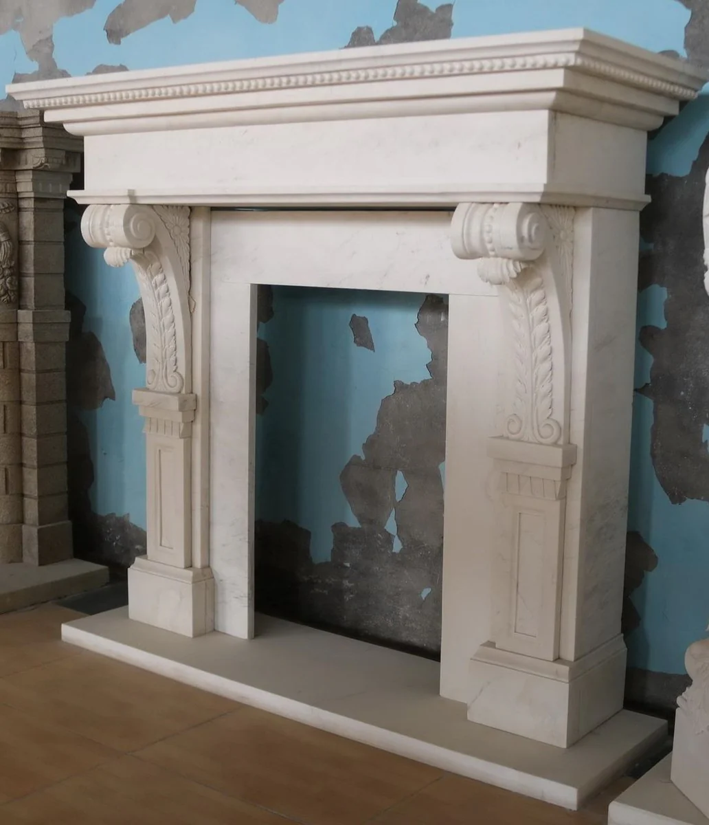 Casa Padrino marco de chimenea de m¨¢rmol barroco de lujo blanco 165 x A. 153 cm