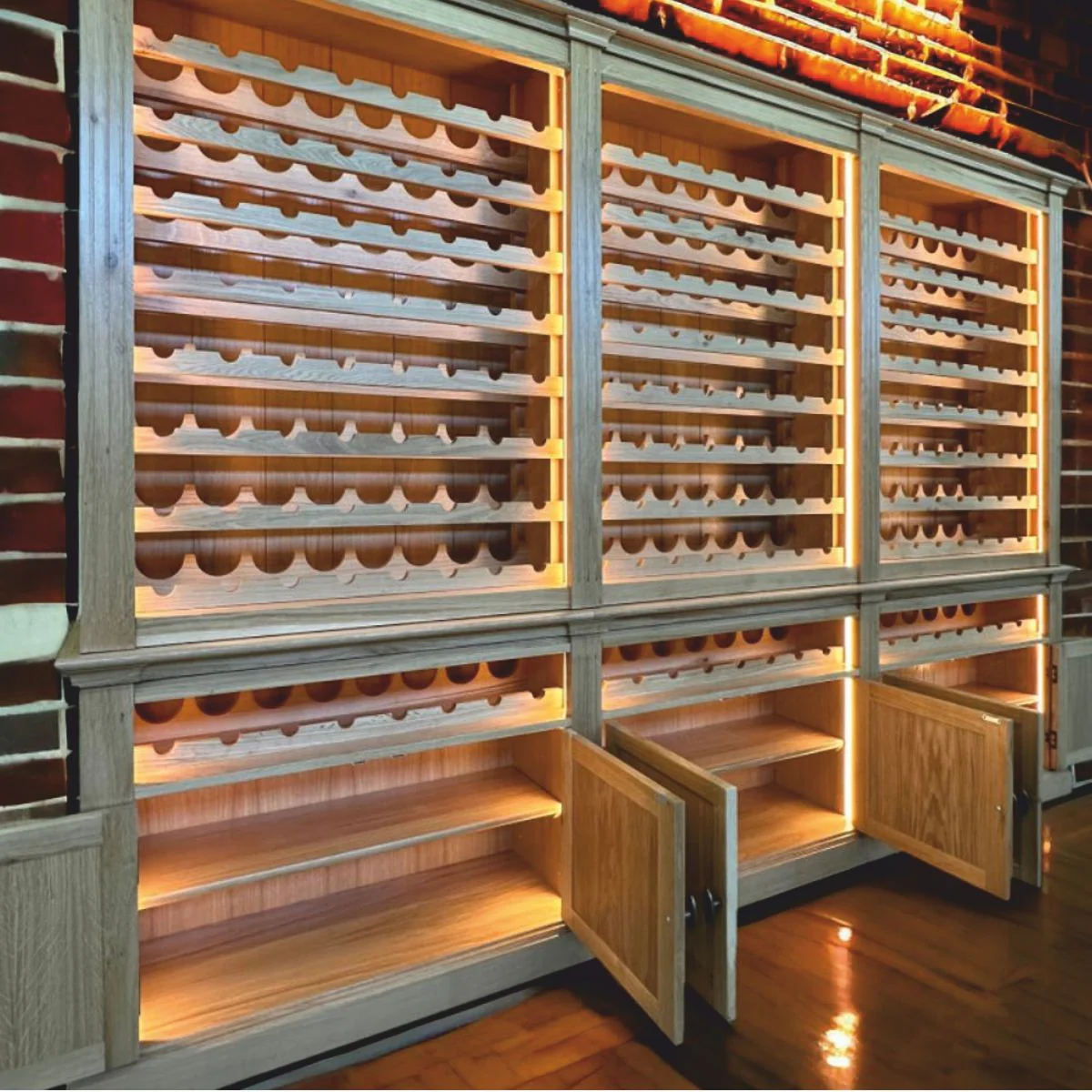 Casa Padrino gabinete de vino de estilo campestre gris / marr¨®n 300 cm - Muebles de bar de estilo campestre