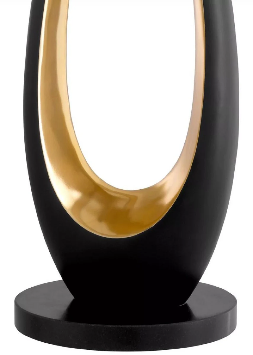 Casa Padrino lámpara de mesa de lujo bronce de cañón / oro / negro Ø 50,5 x A. 86,5 cm - Lámpara de escritorio redonda con base de granito y pantalla de terciopelo - Luces de lujo