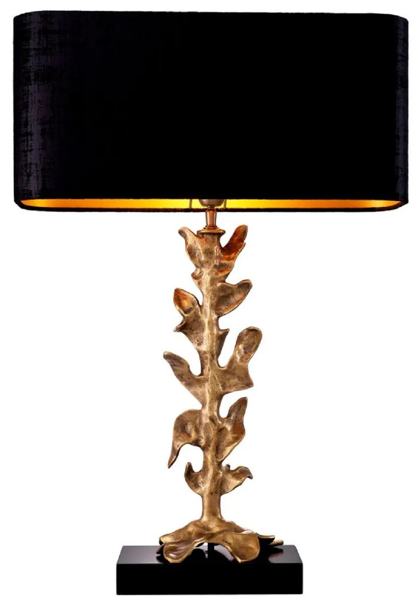 Casa Padrino lámpara de mesa de lujo latón vintage / negro 50 x 22 x A. 79 cm - Lámpara de escritorio con pantalla y pie de granito - Lámparas de mesa de lujo - Lámparas de escritorio