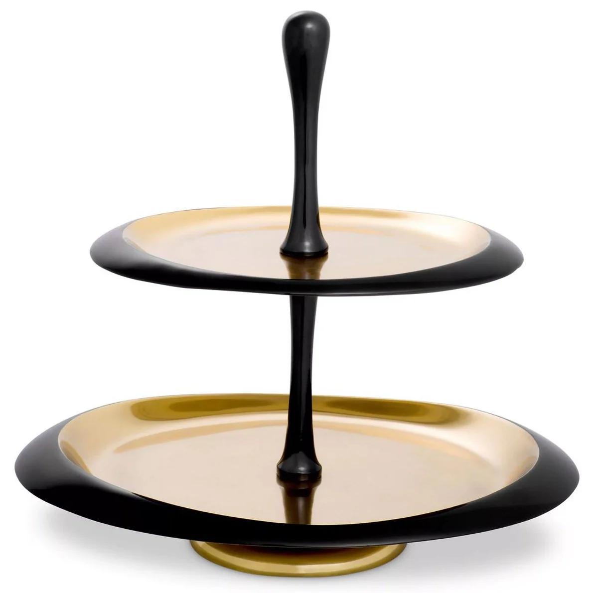 Casa Padrino etagere de lujo negro / oro 35 x 26 x A. 32,5 cm - Soporte para tartas y bizcochos ovalado - Accesorios de gastronomia - Accesorios de restaurante - Accesorios de hotel de lujo