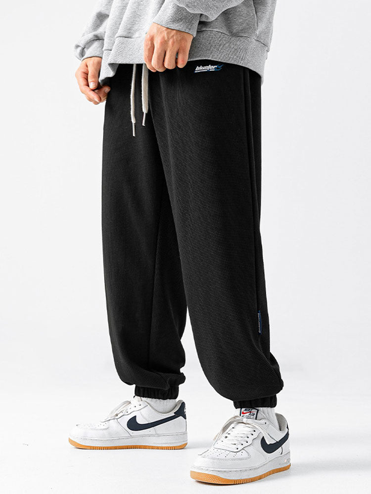 Letter Embroidery Waffle Joggers