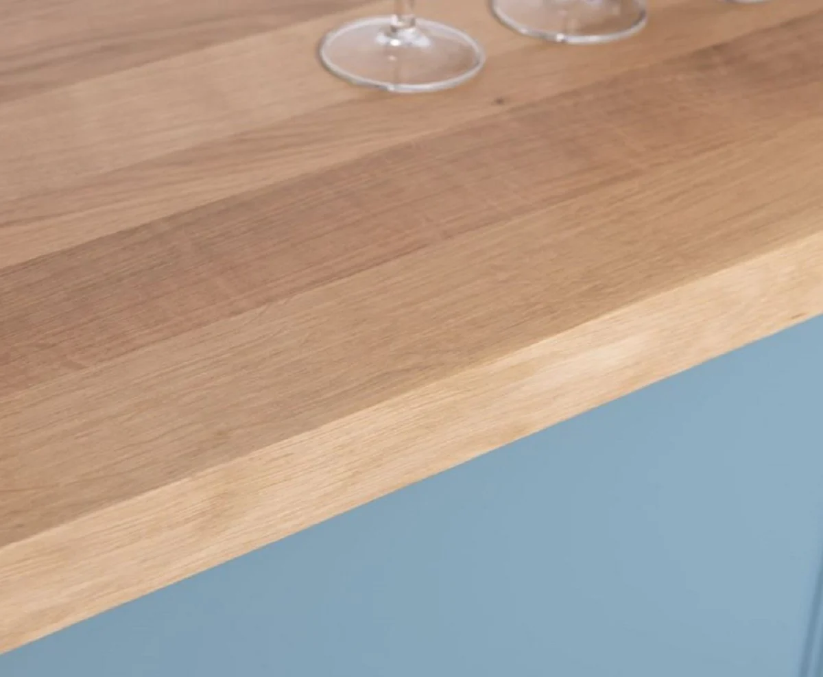 Casa Padrino barra de bar de estilo campestre azul claro / natural 180 x 68 x A. 120 cm - Barra de bar de madera maciza - Muebles de bar de madera maciza - Muebles de bar en estilo campestre