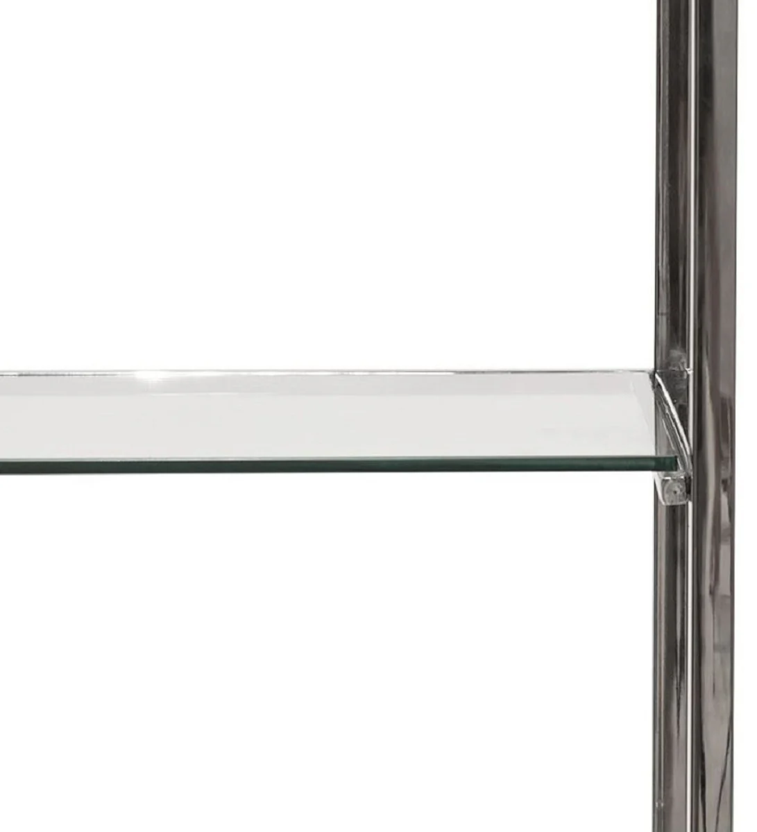 Casa Padrino armario estante con escalera plata / negro 220 x 45 x A. 240 cm - Armario de libros - Armario de sal¨®n - Mueble de oficina - Muebles de sal¨®n - Muebles de oficina de lujo