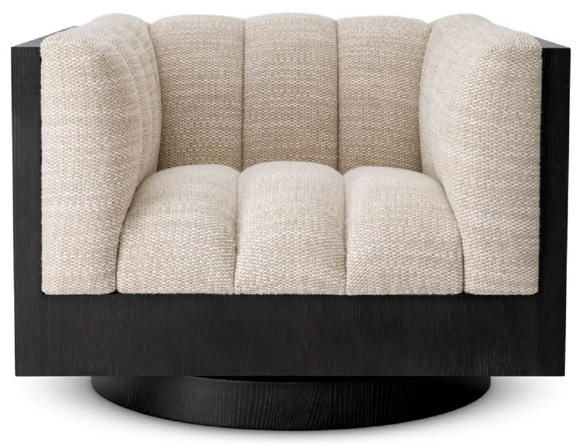 Casa Padrino sill¨®n giratorio de lujo arena / negro 99 x 88 x A. 69 cm - Muebles de lujo