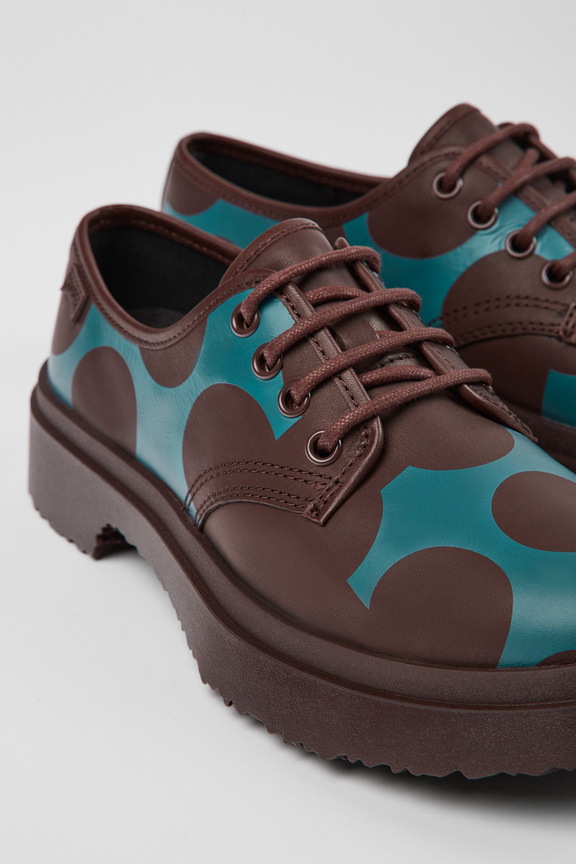 Twins - Burgundy and blue leather shoes for women